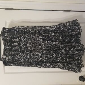 DIMRI Black Butterfly Pattern Lined Full Skirt with Flowy Ruffle Detail